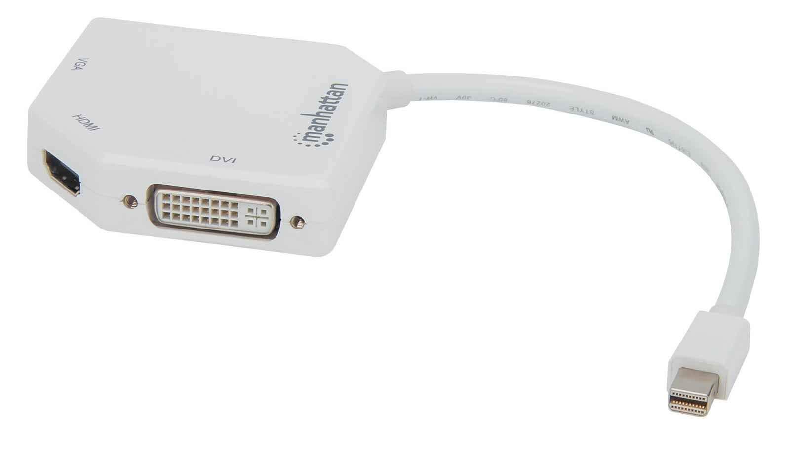 Manhattan Mini DisplayPort 1.2 to HDMI, DVI and VGA Adapter Cable (3-in-1), 25cm