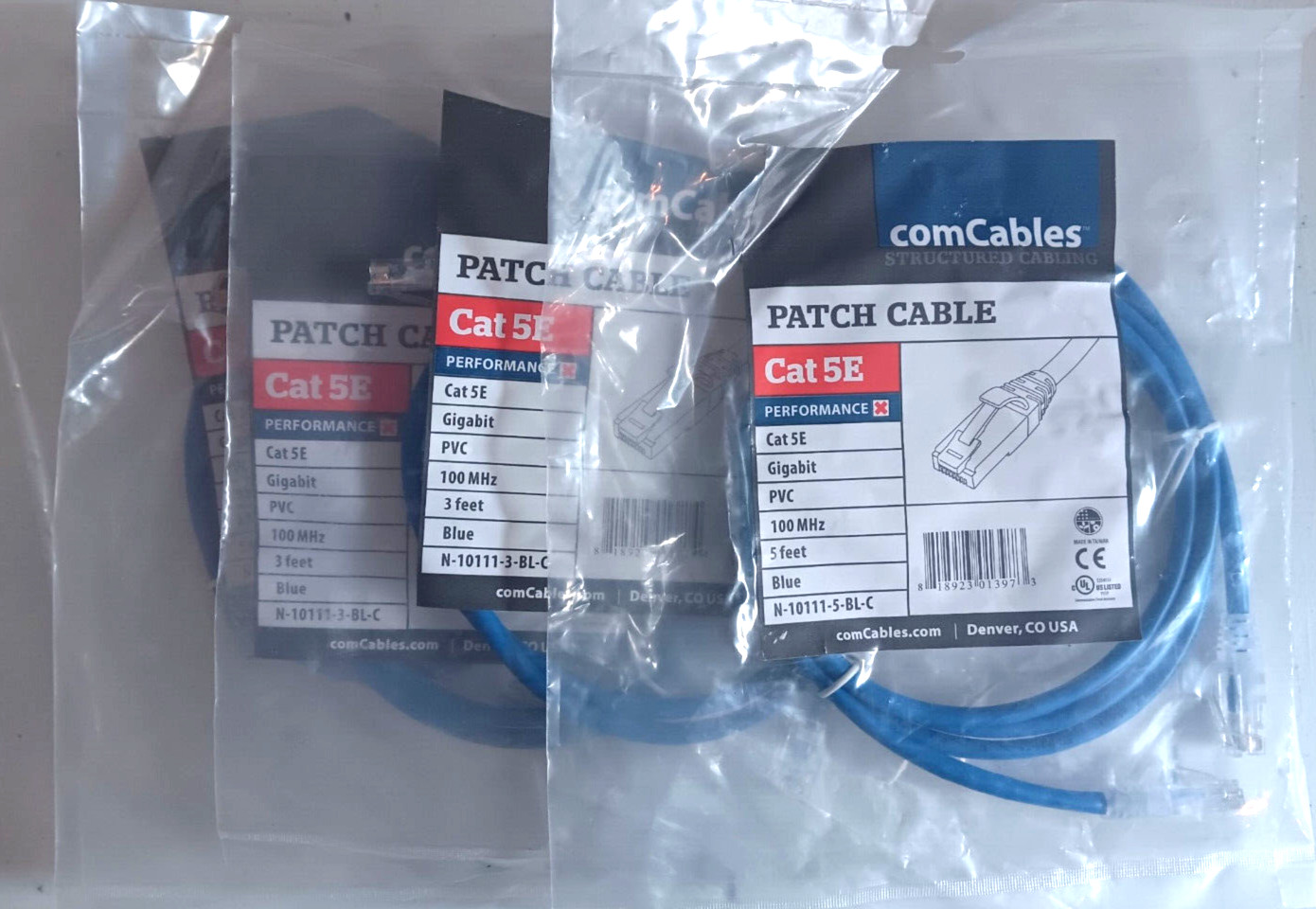 ICC CAT5E patch cable 5 FT - New in Package - Qty 4