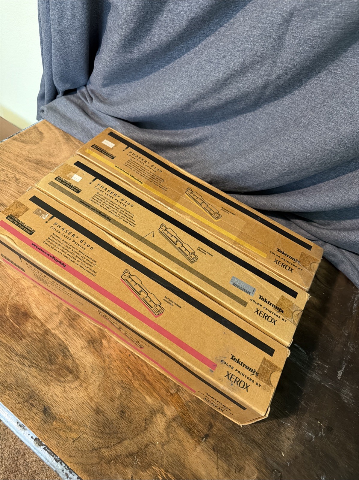Lot of 3 Xerox Phaser 6200 Toner Cartridges - 1 Black 1 Yellow & 1 Magenta