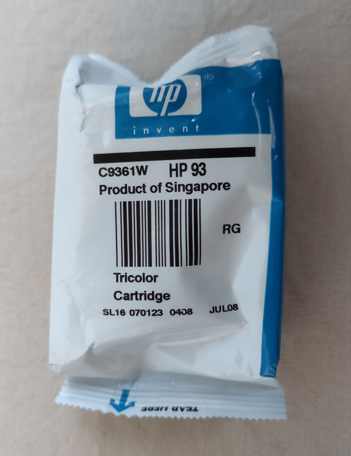 Genuine HP 93 Tri-Color Ink Cartridge C9361W, JUL 08, NEW Open Box