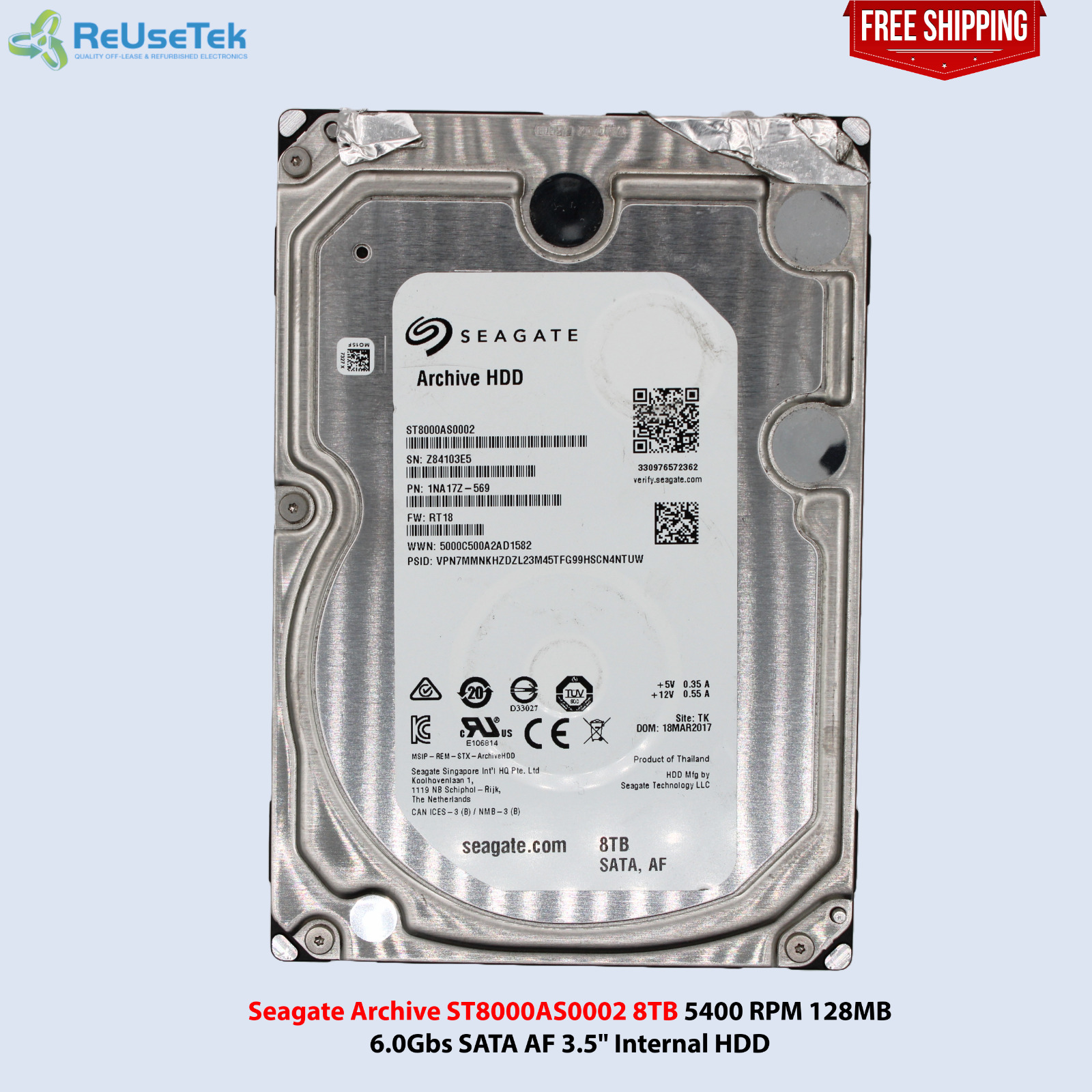 Seagate Archive ST8000AS0002 8TB 5400 RPM 128MB 6.0Gbs SATA AF 3.5