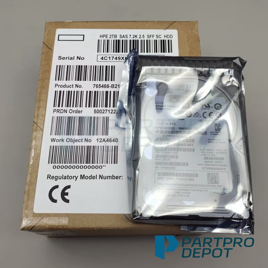 New HPE 2TB 12G SAS 7.2K RPM 2.5" 512E HDD 765466-B21 765873-001 765452-002