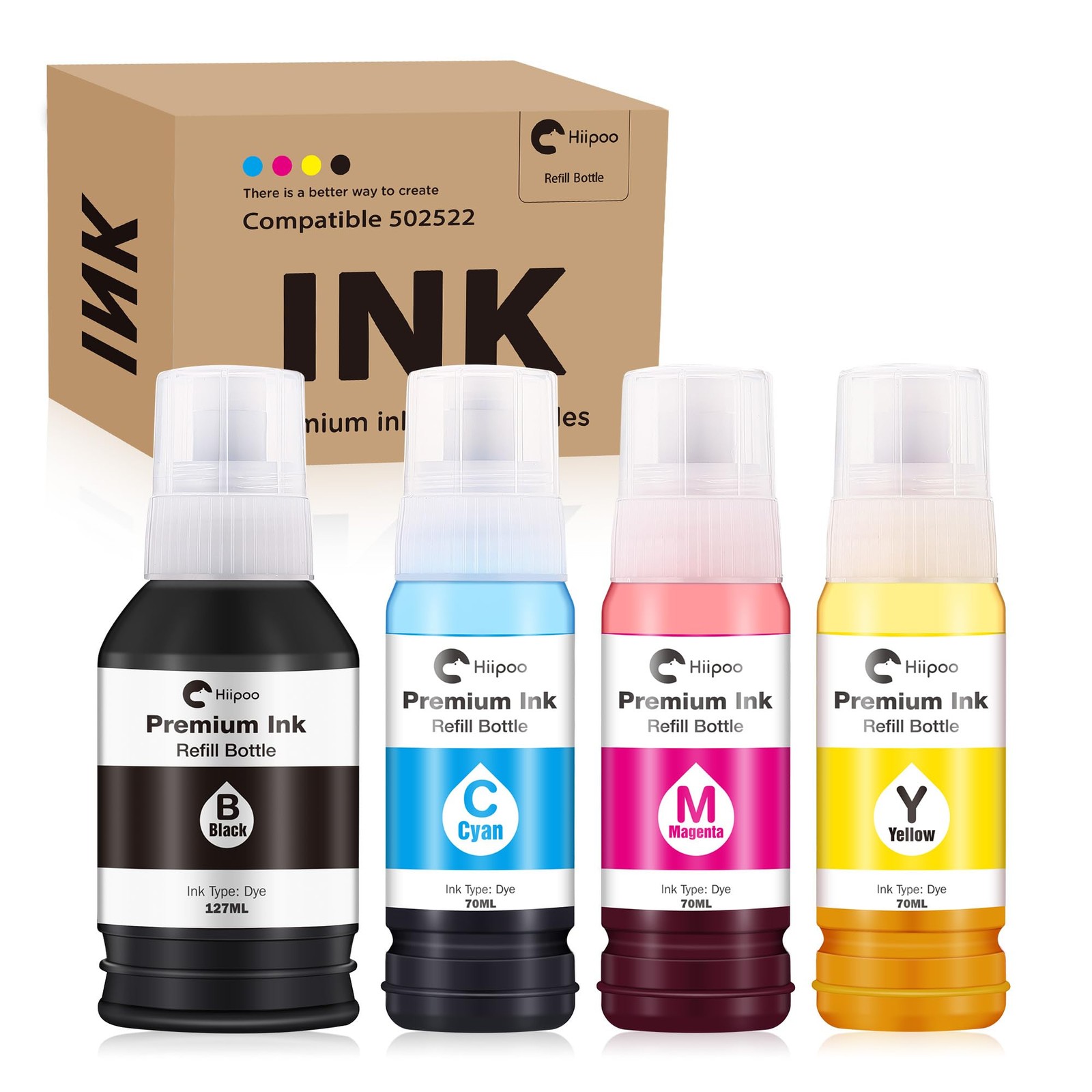Compatible 502 T502 Refill Ink Bottles Fits ET2750/ET2760/ET2850 Printer