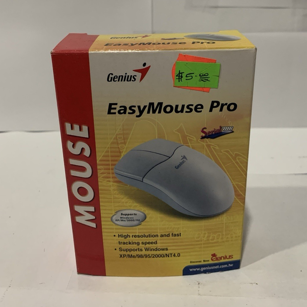 Genius EasyMouse Pro Serial RS-232 Opto-Mechanical 1800 DPI 2-Button Gray