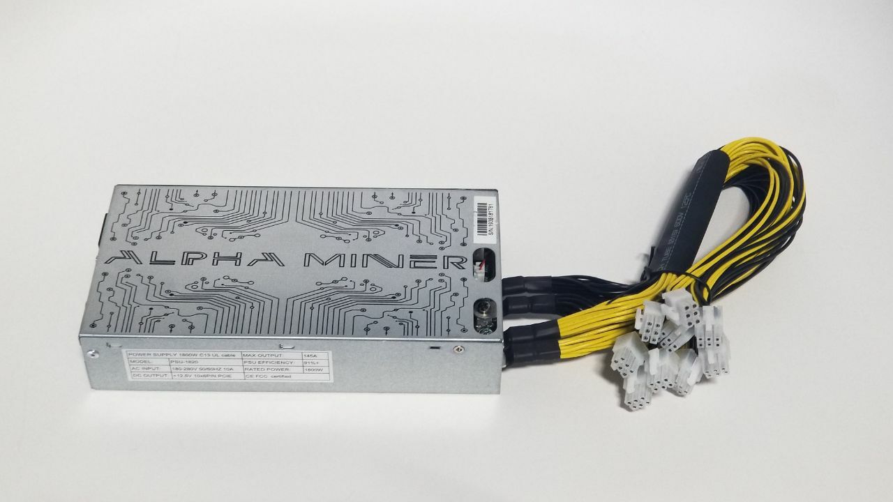 Alpha Miner 1800W PSU-1820 - C13 - 10x PCIe 6-pin - 180-280VAC Input
