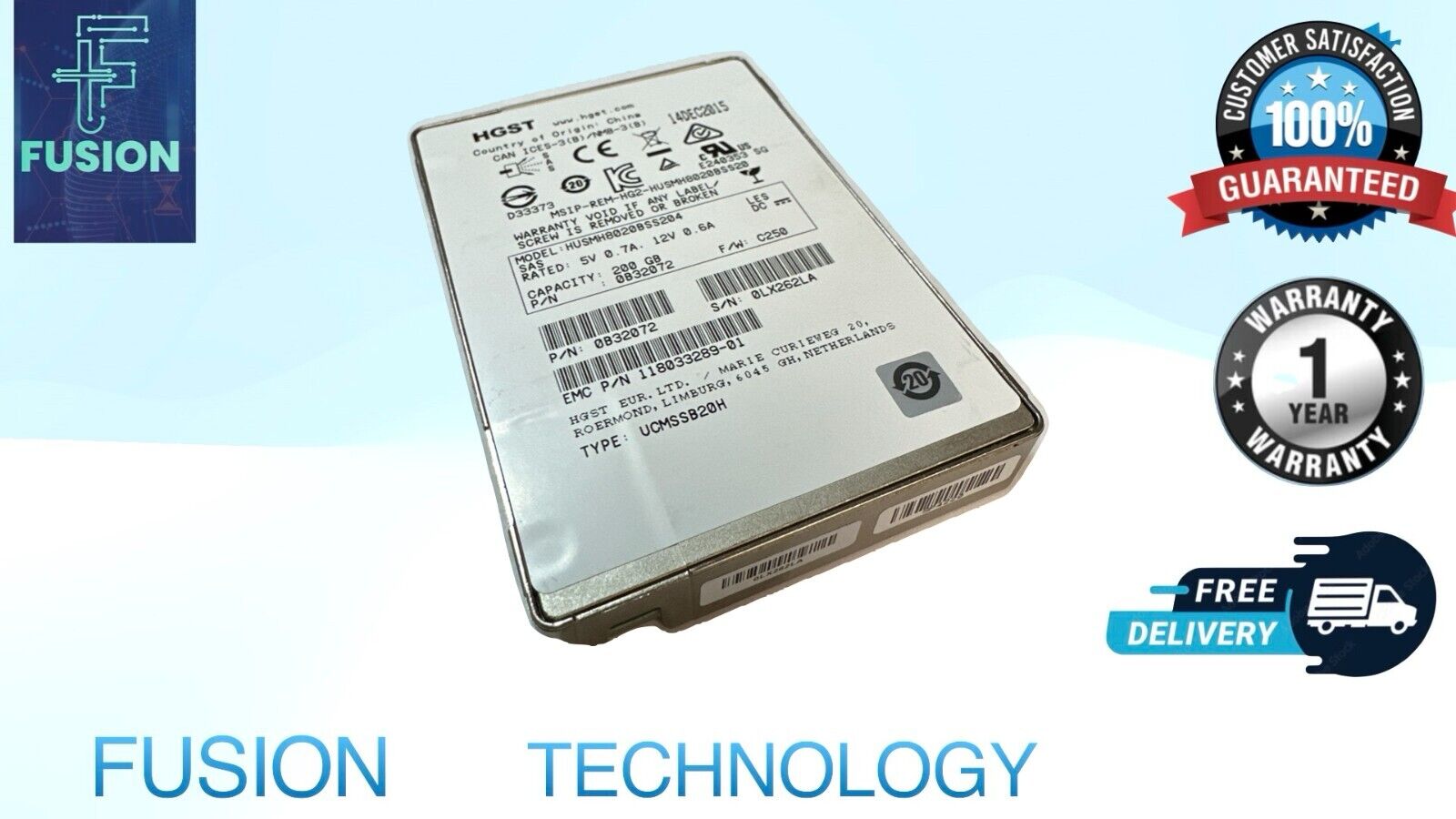 HGST HUSMH8020BSS204 200GB SSD SAS 12G 12Gbps 2.5