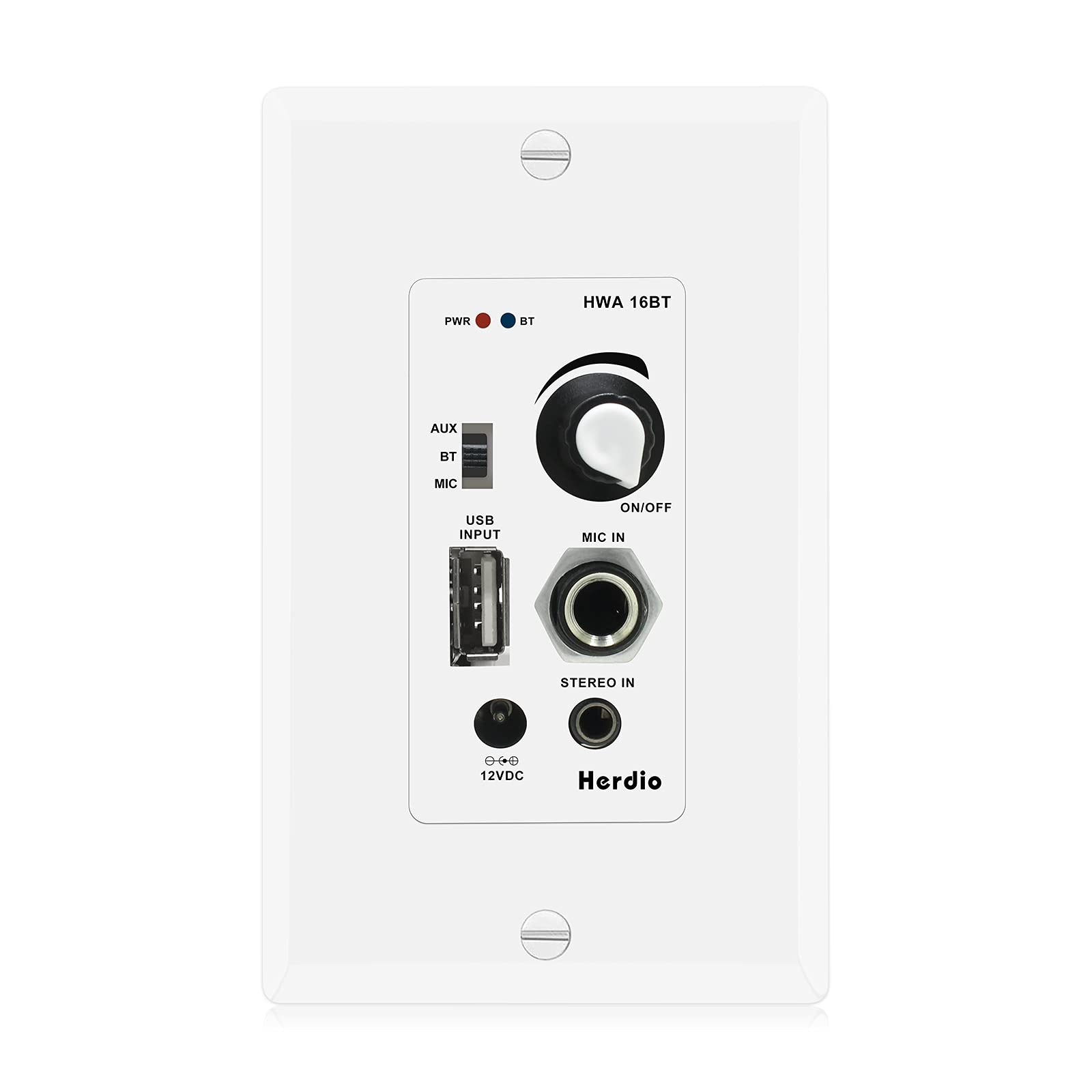 in Wall Audio Control Amplifier Receiver 2 Channel Wall Plate with USB Microp...