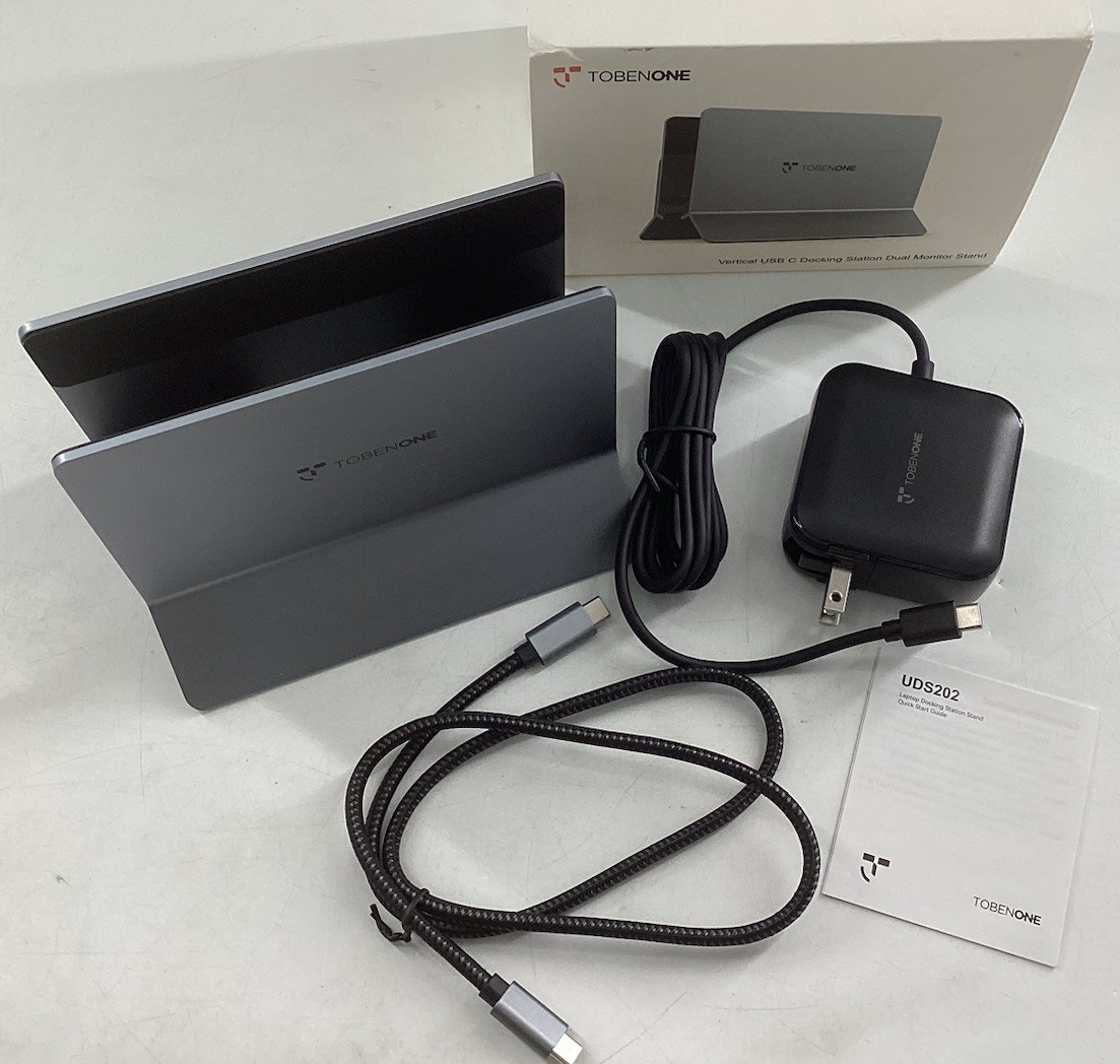 Tobenone Vertical USB C Docking Station Dual Monitor Stand