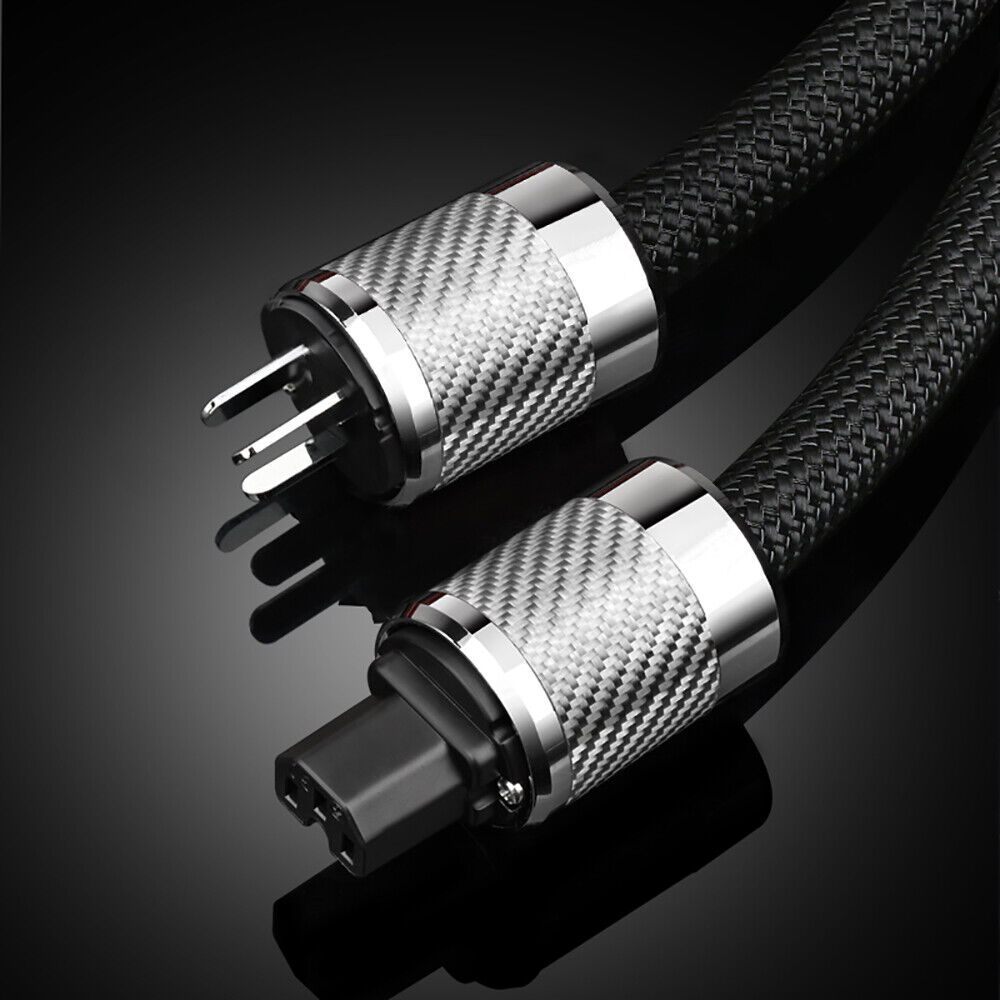 HIFI Power Cable 7N OCC Copper AC Audio Cord with EU US AU Rhodium Plated Plug