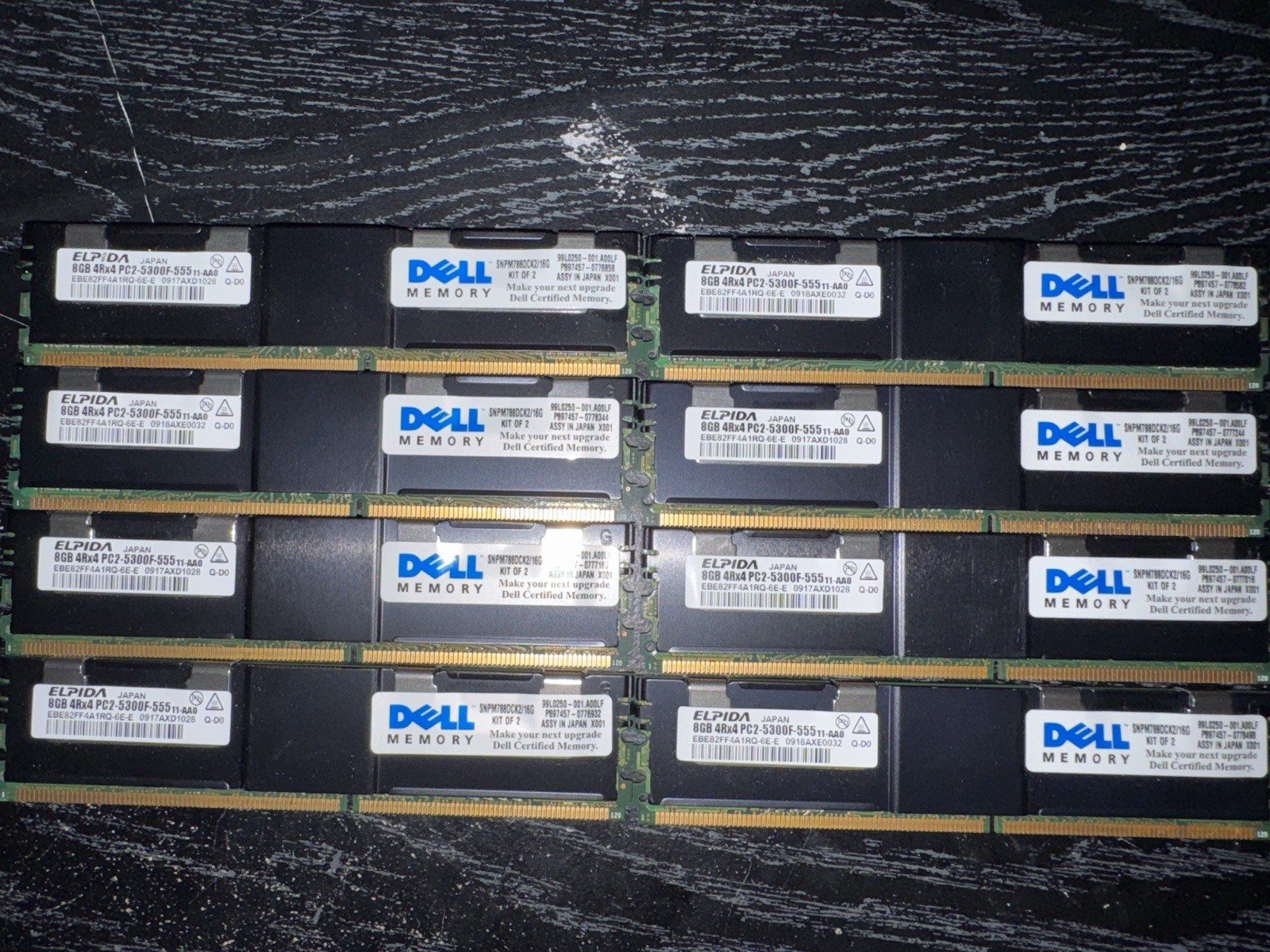 X8 Dell SNPM788DCK2/16G 16GB PC2-5300F Server Memory Kit