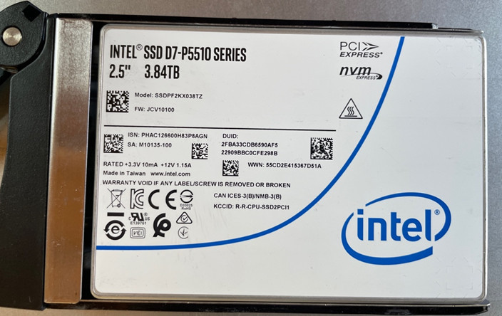 Intel D7-P5510 3.84TB 2.5" U.2 NVMe SSD Used Good Condition