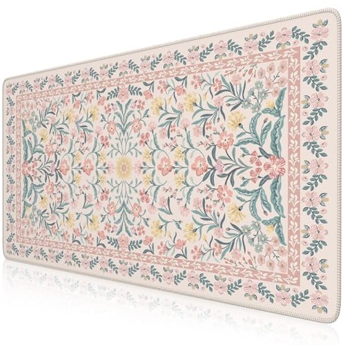 iCasso Desk Mat,Mouse Pad for Office Desk,35.4x15.7in,Pink Floral