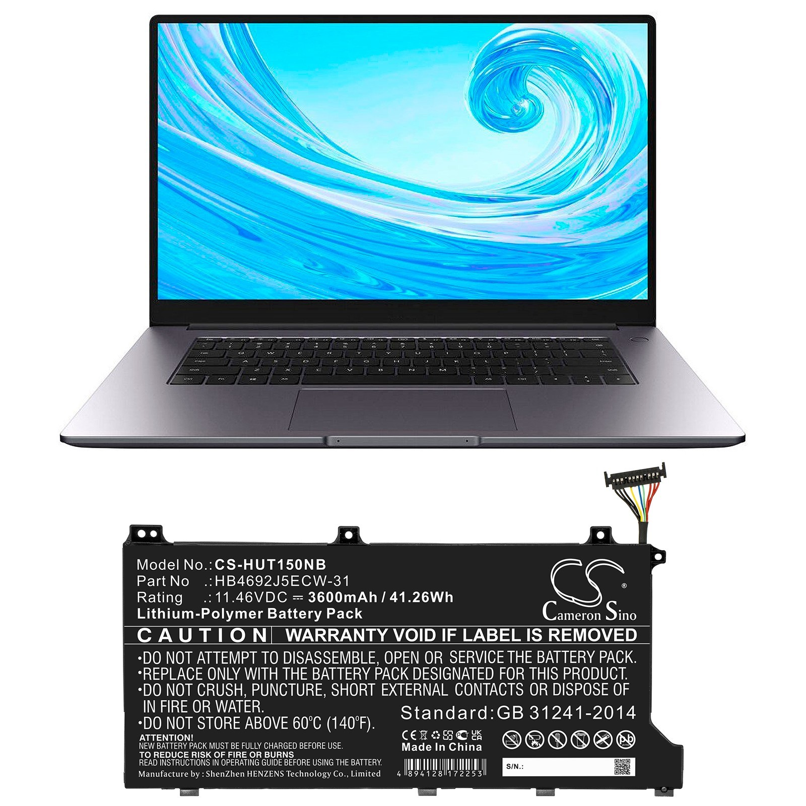 BATTERIE 3600mAh HB4692J5ECW-31 For Huawei HLY-19R KPL-WOOB Magicbook
