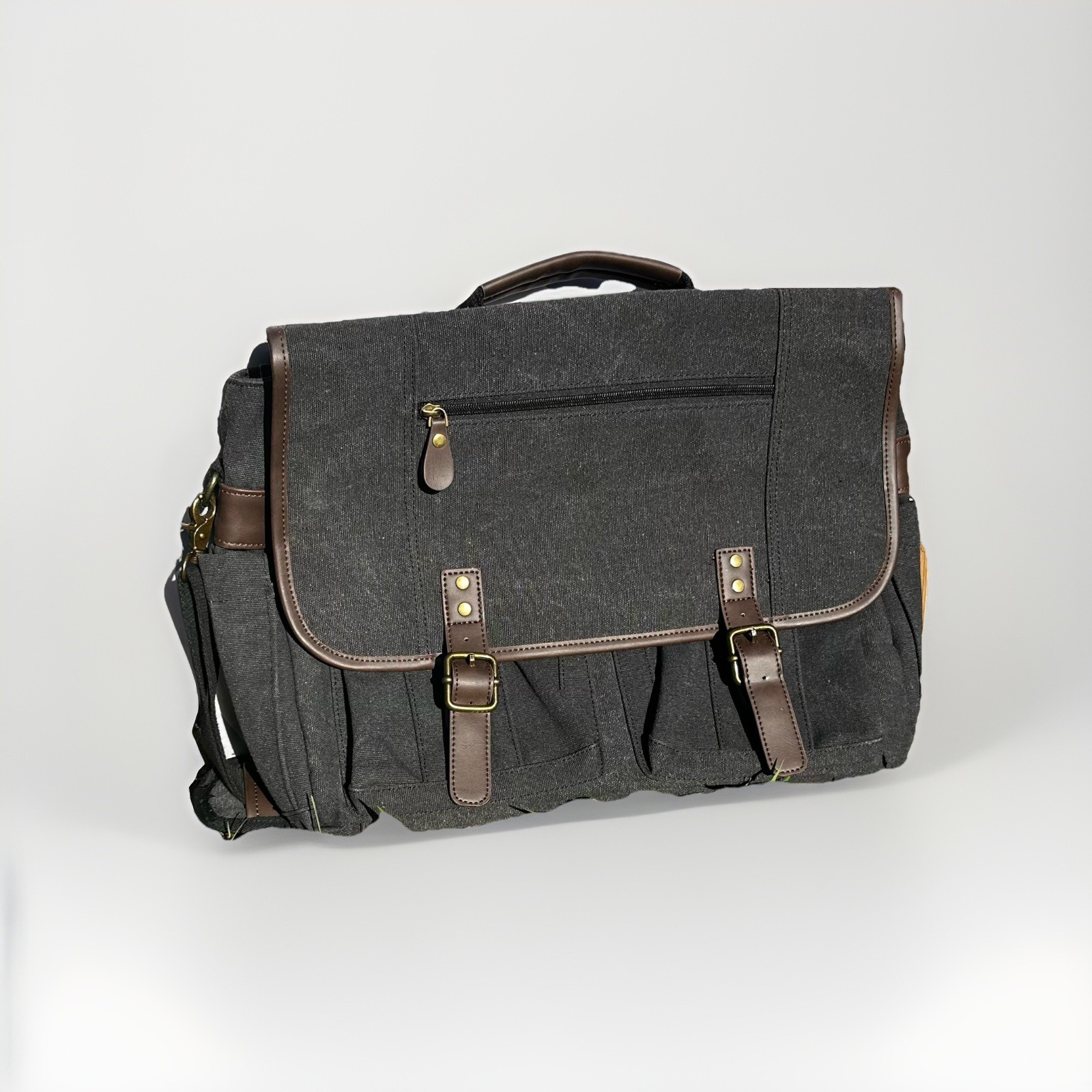 RAINSMORE Messenger Bag for Men 15.6 inch Laptop Bag Waterresistant Canvas Gray