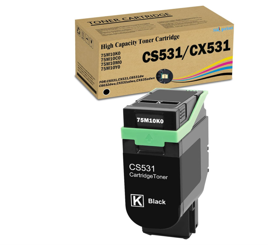 CX532 CS531 Black Toner Cartridge with Chip Standard Yield Compatible Lexmark 75