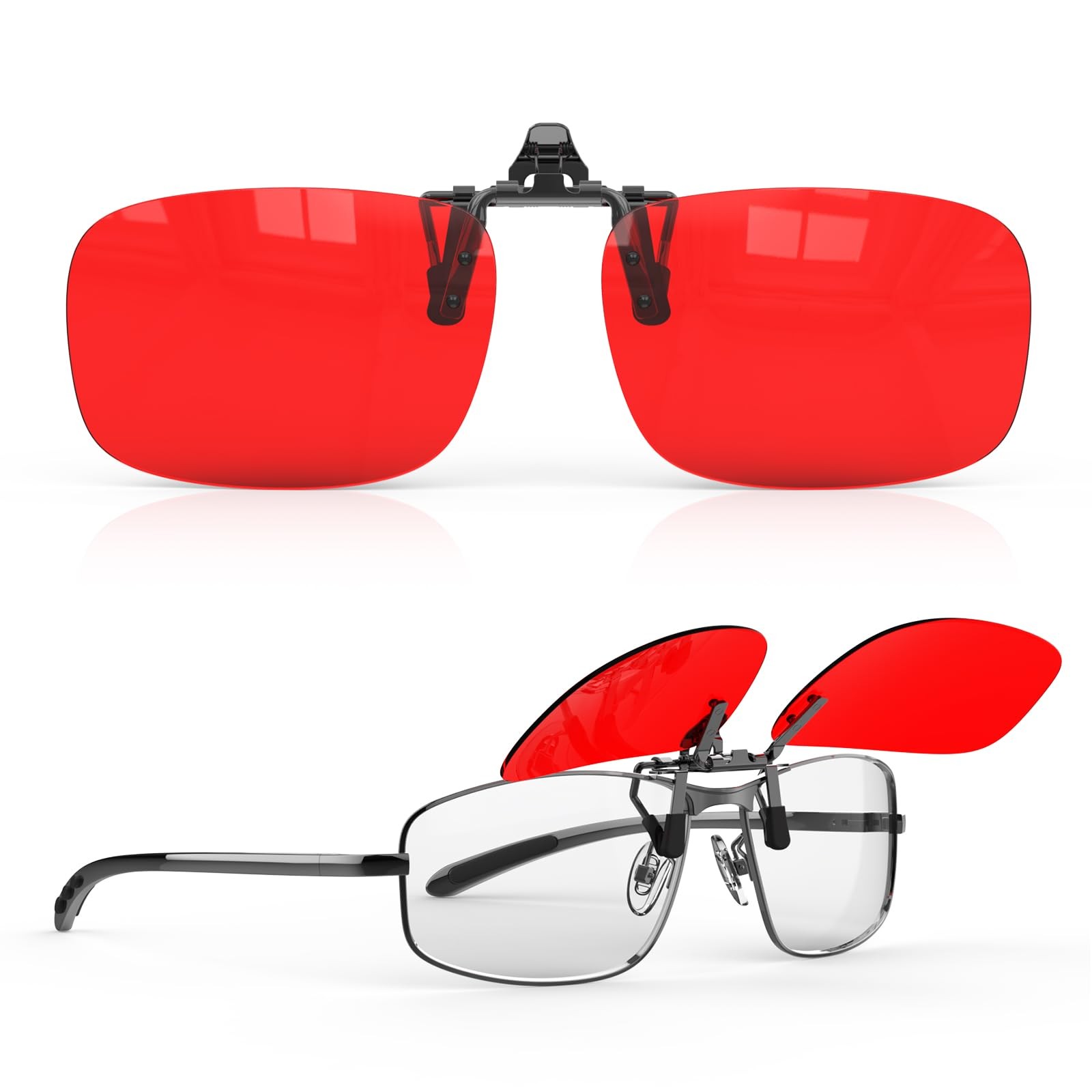 Goiteia Red Clip on Blue Light Blocking Glasses for Sleep-Block Blue  Green L...