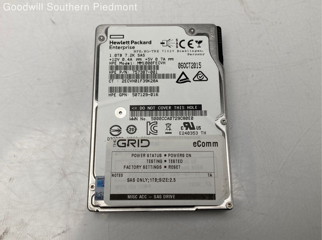 HP SAS Only 1TB Form Factor 2.5 HDD Drive - Tested