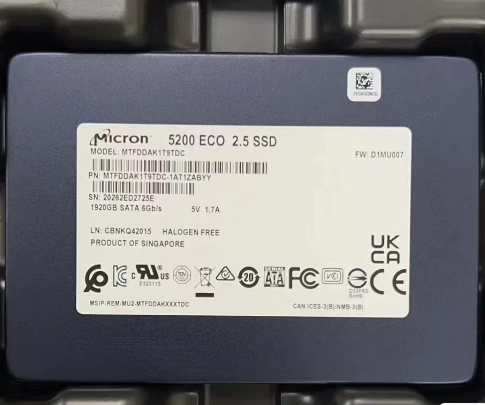 1.92TB SSD MICRON SATA 2.5" MTFDDAK1T9TDC FW:D1MU007 1920GB Solid State Drive