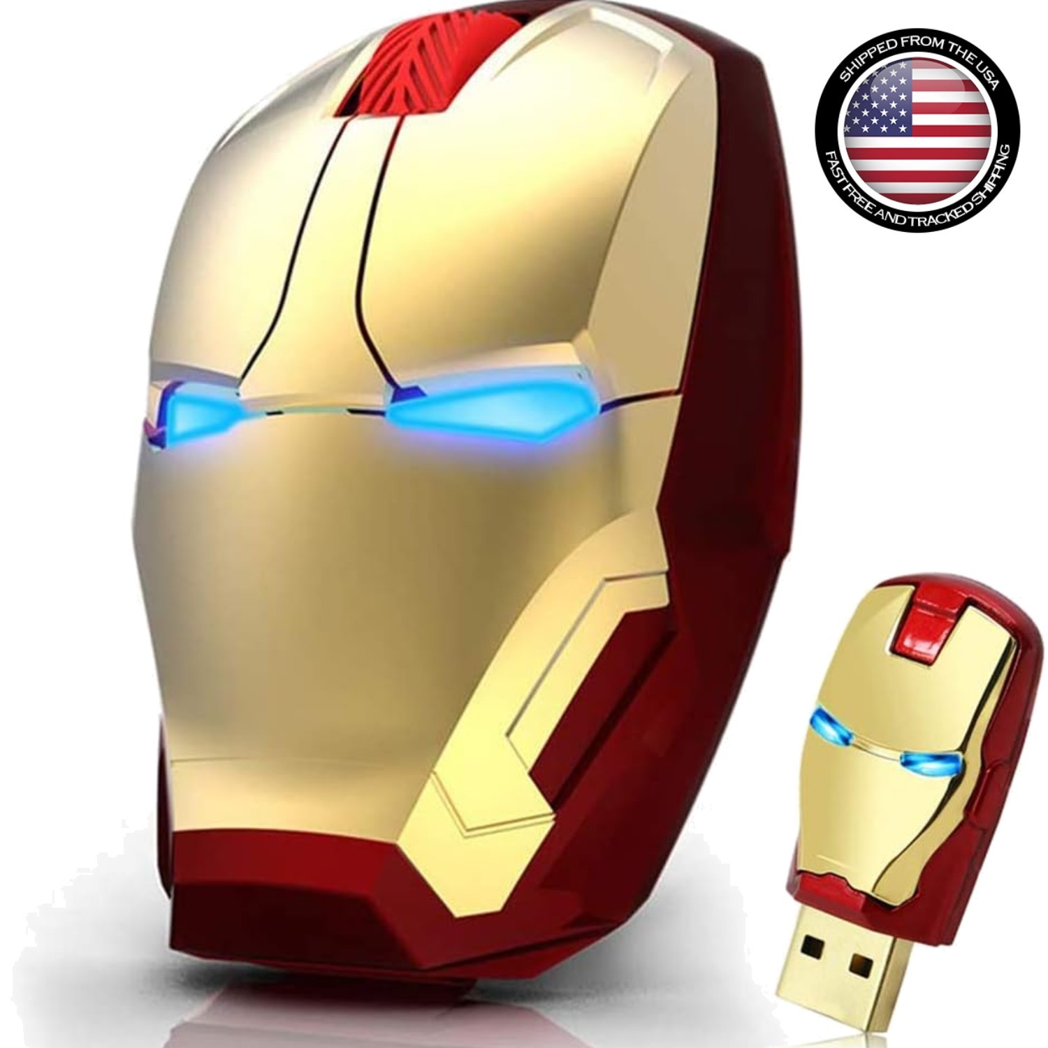 Iron Man Design Wireless Mouse - Ergonomic, Silent Click with USB Receiver