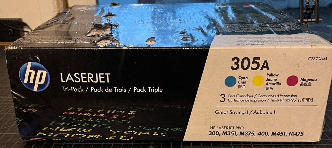 HP 305A 3 Pack Color Toner Set Cyan Magenta Yellow  Sealed Same Day Shipping