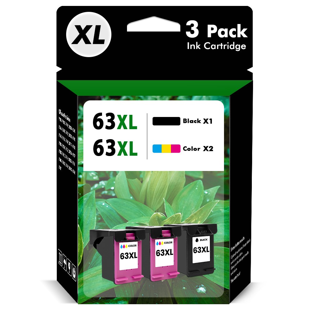 63XL 2-PACK Tri-Color & Black Ink Cartridges for HP 63XL OfficeJet 4656 4650