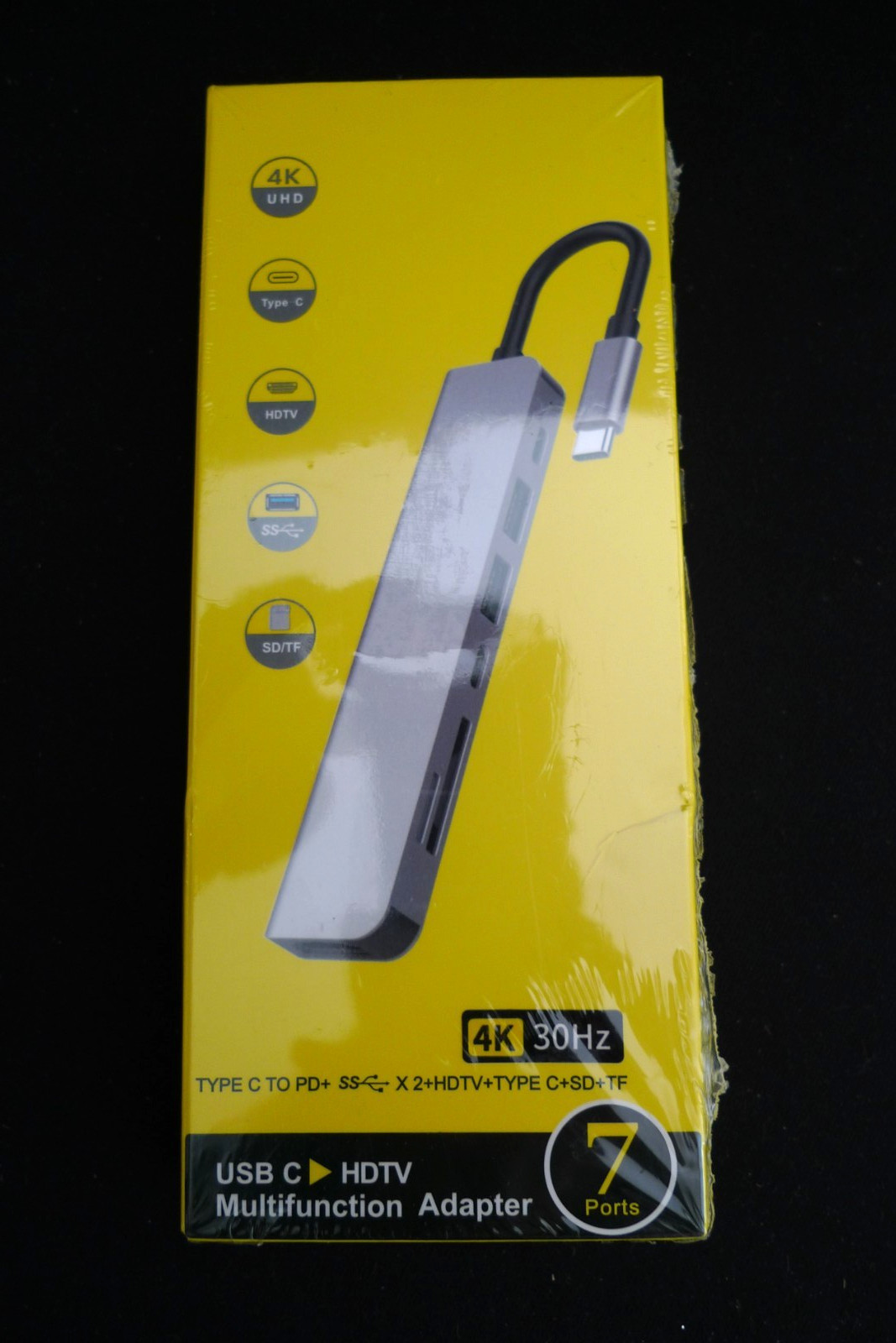 USBC TO HDTV MUTIFUNCTION ADAPTER 4K 7 PORTS CARD READER 30HZ SILVER GRAY NEW