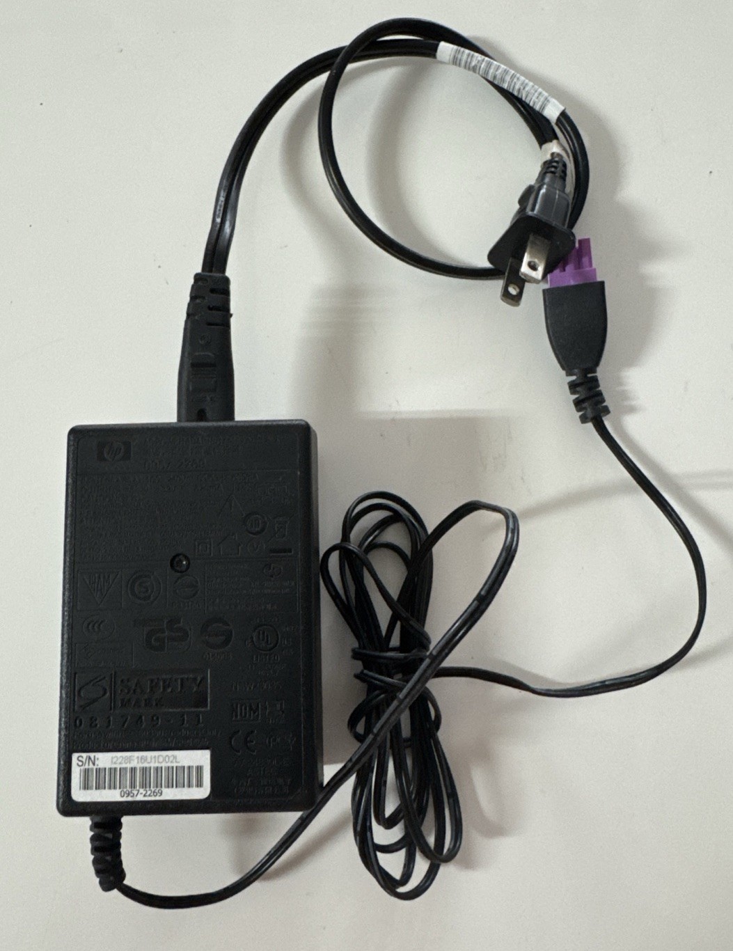 Genuine HP 0957-2269 Printer AC Adapter Power Cord - 
