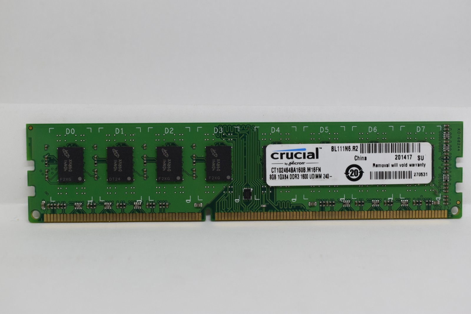 Crucial 8GB (1x8GB) 1Gx64 DDR3 1600MHz UDIMM 240 RAM Memory CT102464BA160B.M16