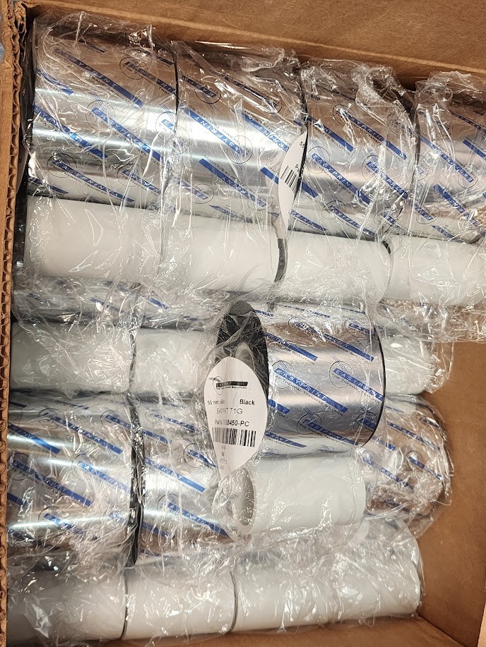 Lot of 25 x Easyprint VT1GX55450 T1G Black 55mm x 450m Thermal Transfer Rolls