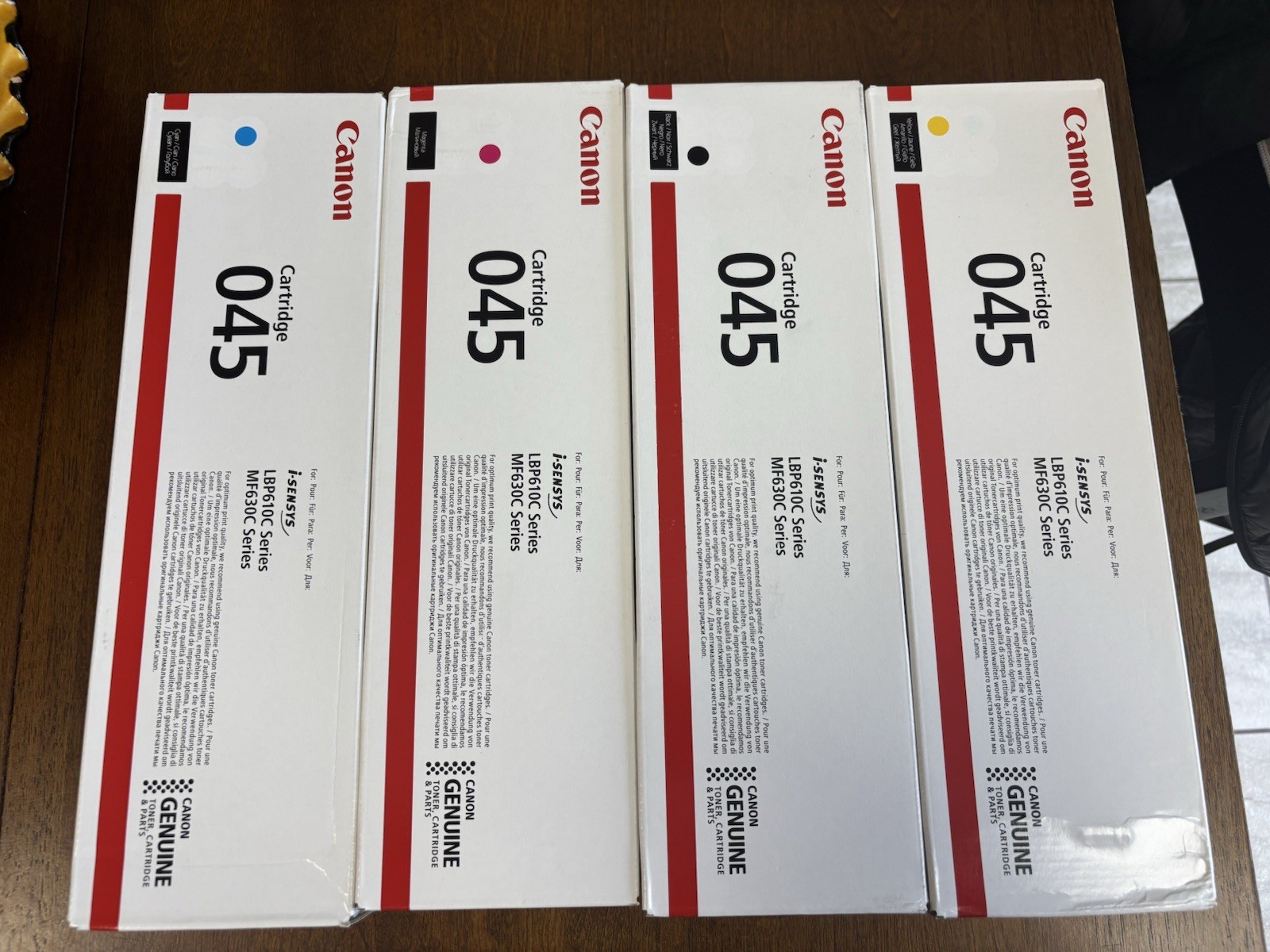 Canon Genuine Toner Bundle 045, 4 Pack for Canon Color Cyan Magenta Yellow Black