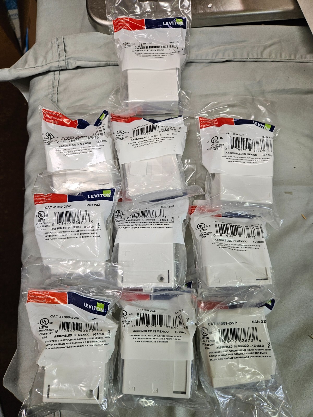 LOT OF 10 LEVITON CAT, 41089-2WP SURFACE MOUNT BOX