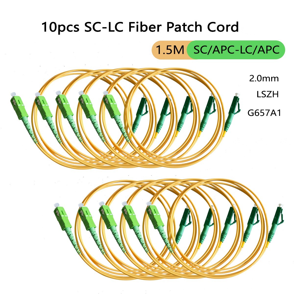 1/2/3/5/10pcs Fiber Optic Patch Cable SC/APC-LC/APC 1.5M 2.0mm LSZH G657A1
