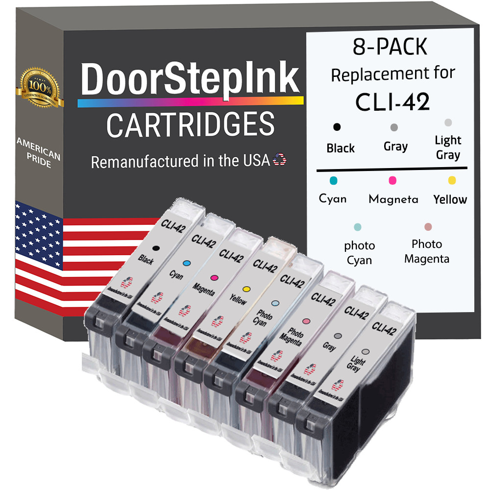 DoorStepInk Compatible Ink Cartridge for Canon CLI-42 Black and Color 8 PK-USA