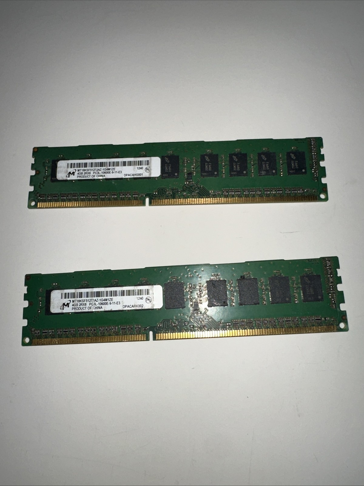 Qty 2 - 4GB Micron MT18KSF51272AZ-1G4M1ZE 4GB PC3-10600E-9-11-E3 RAM (8GB Total)