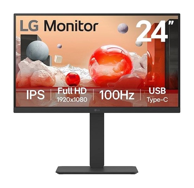 LG Office Monitor IPS with USB-C and Speakers 24BA650-B 23.8" FHD 100HZ