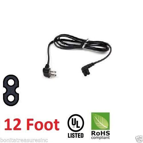 New 12 Foot Power cord IEC-60320 IEC320 C7 to NEMA 1-15P angled for Samsung TV's