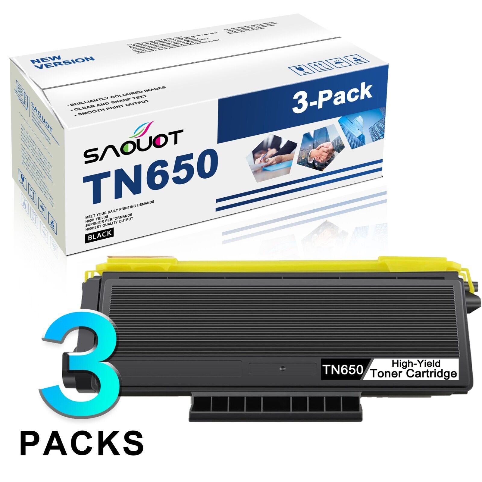 3PK TN 650 TN650 Toner Cartridge Replacement for Brother Black MFC-8480DN 8680DN