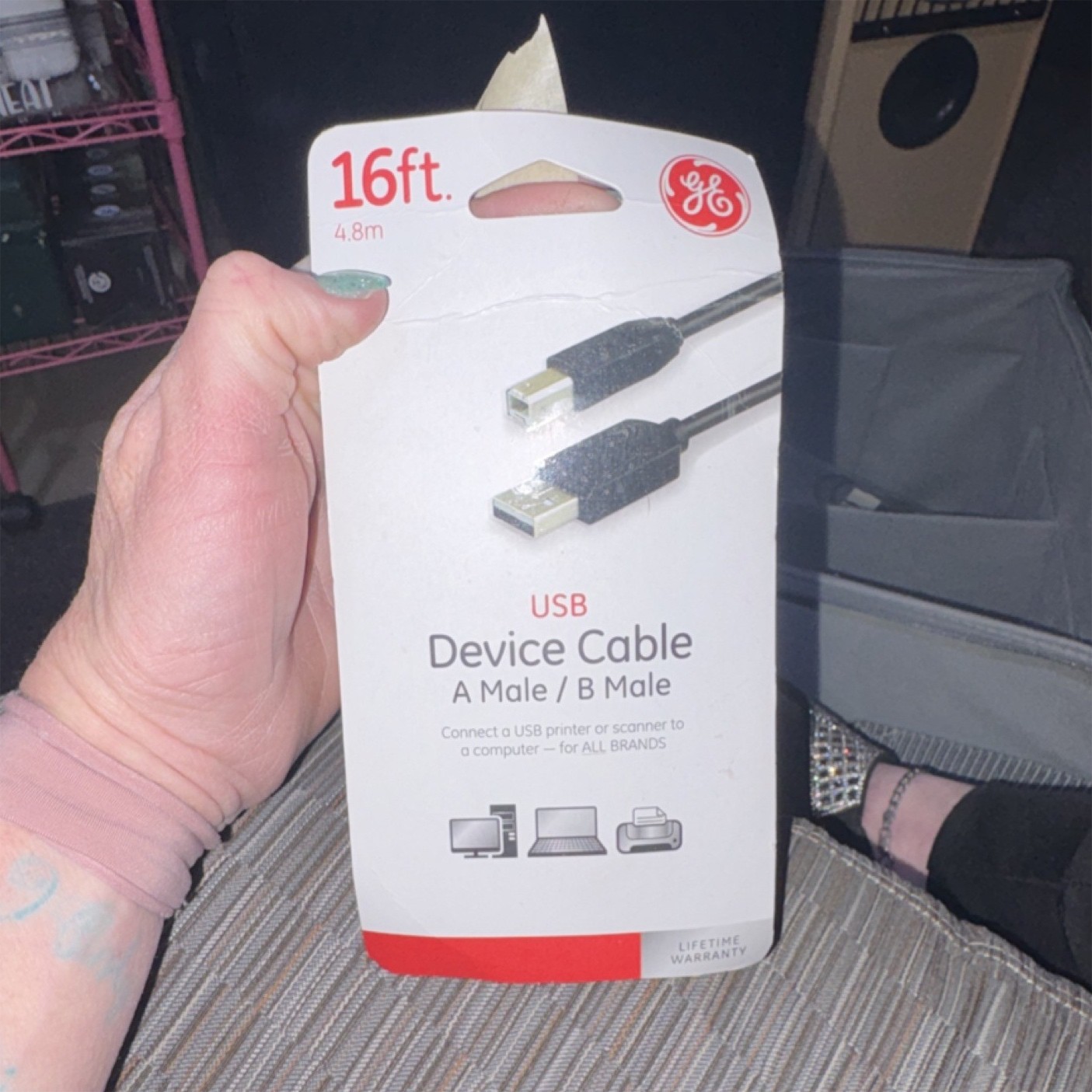 GE 16ft USB Cable Type A Male to Type B Male Black Lifetime Warranty Universal
