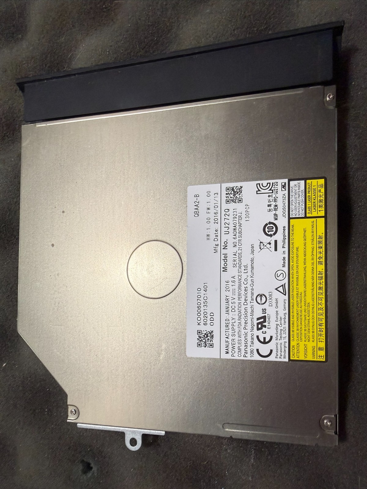Acer Aspire V Nitro Black Edition Blu-ray/DVD Drive ODD Tested Panasonic UJ272