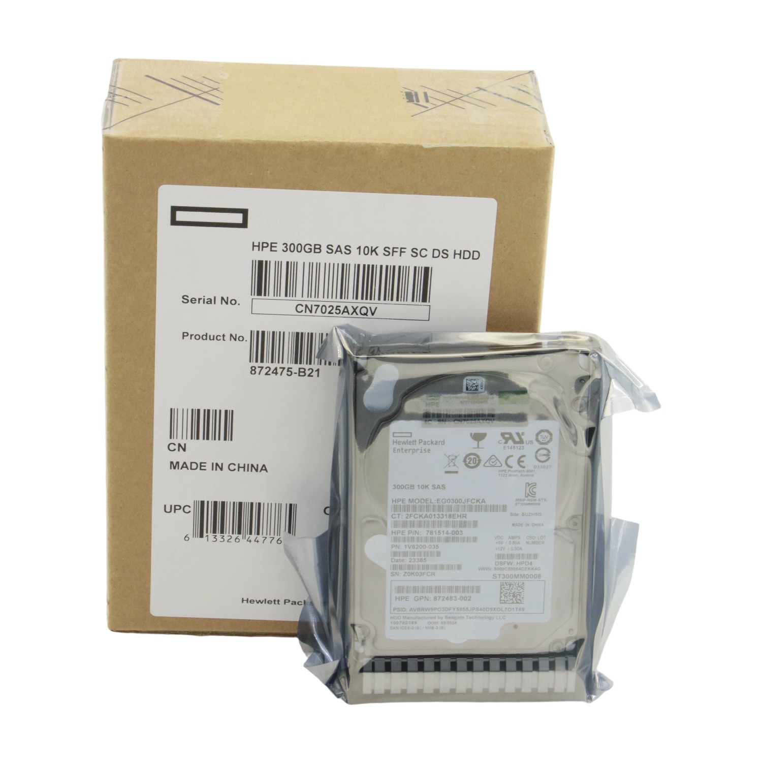 HARD DRIVE 872735-001 for HPE 872475-B21 300GB 10K 12G SFF SAS SC DS