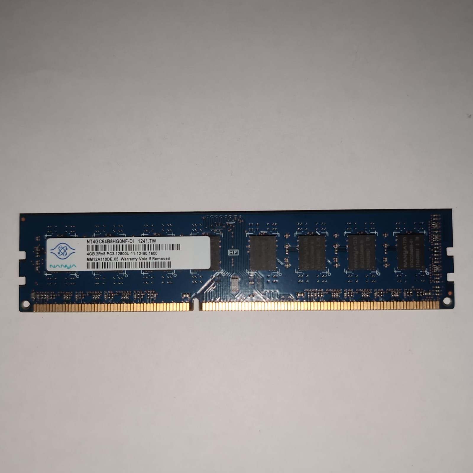 Nanya 4GB 2Rx8 PC3-12800U-11-12-B0.1600 Desktop Memory NT4GC68B8HG0NF-DI 1242TW