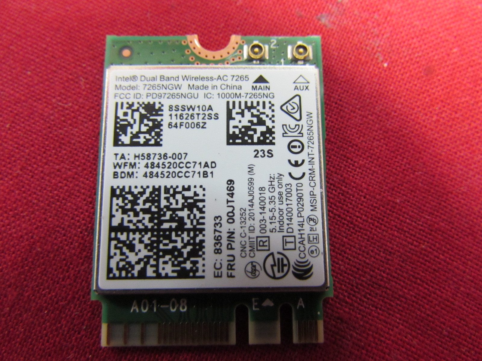 ORIGINAL LENOVO THINKPAD YOGA 11E 7265NGW INTEL DUAL BAND WIFI CARD 00JT469