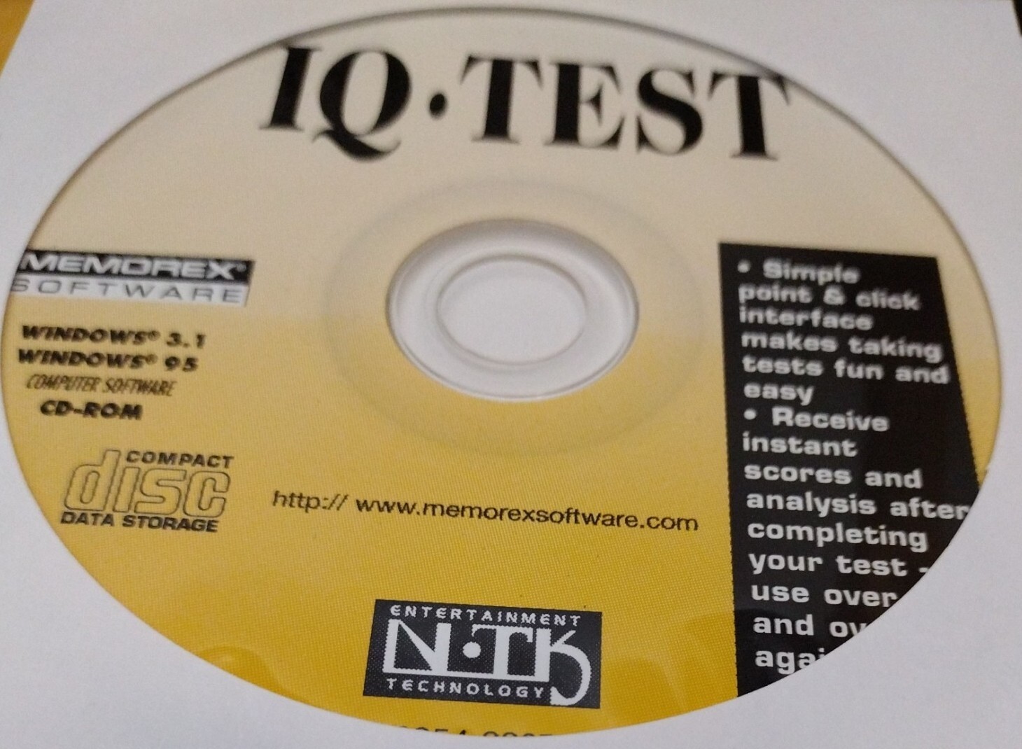 Memorex Software IQ Test (CD rom disc only) windows