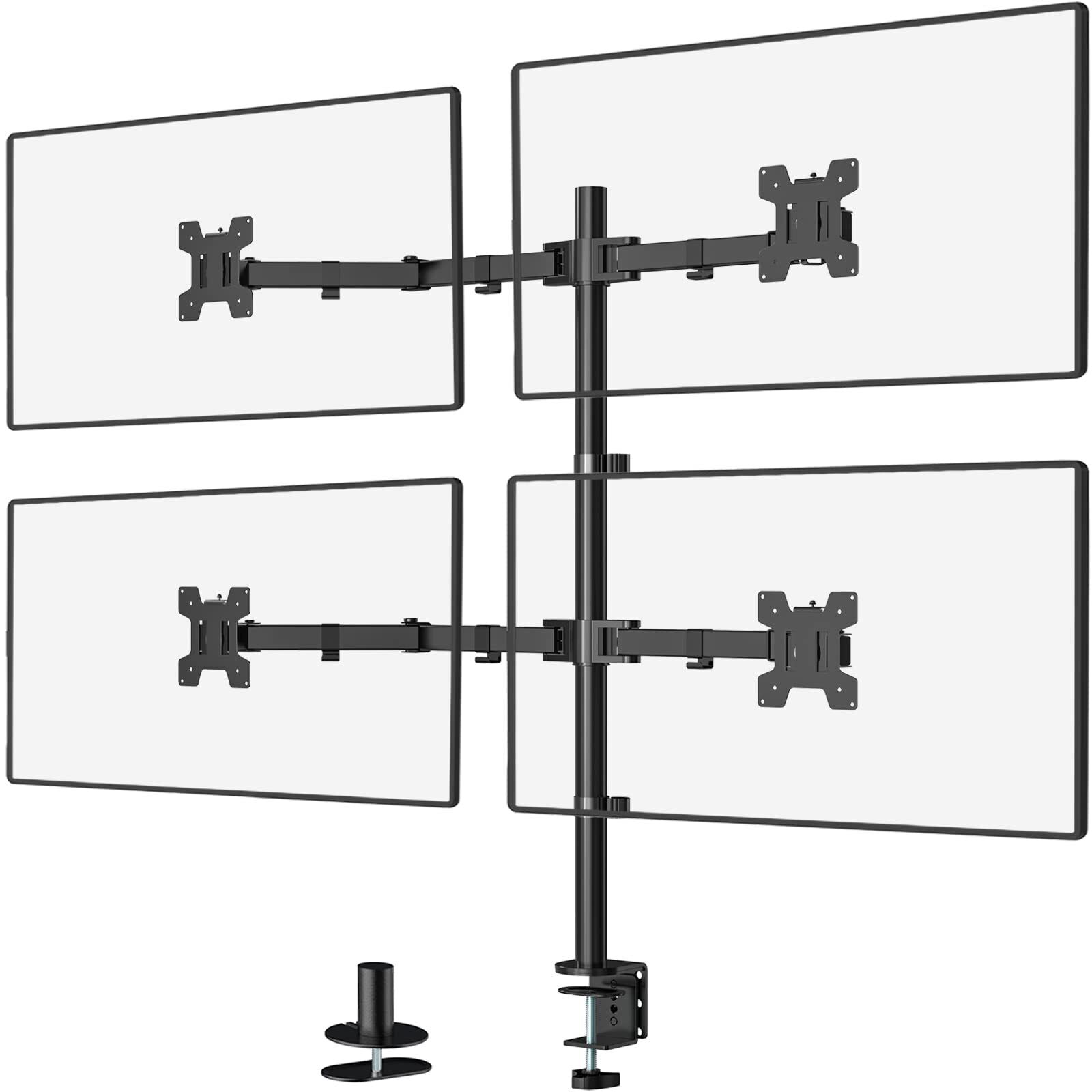WALI Quad Monitor Desk Mount 4 Monitor Stand Fits Heavy Duty Computer Screen up