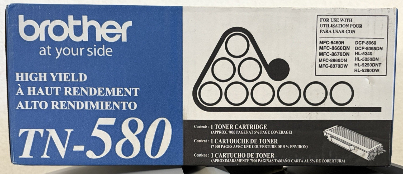 OEM Genuine NEW Brother TN-580 Black High-Yield Toner Cartridge Sealed