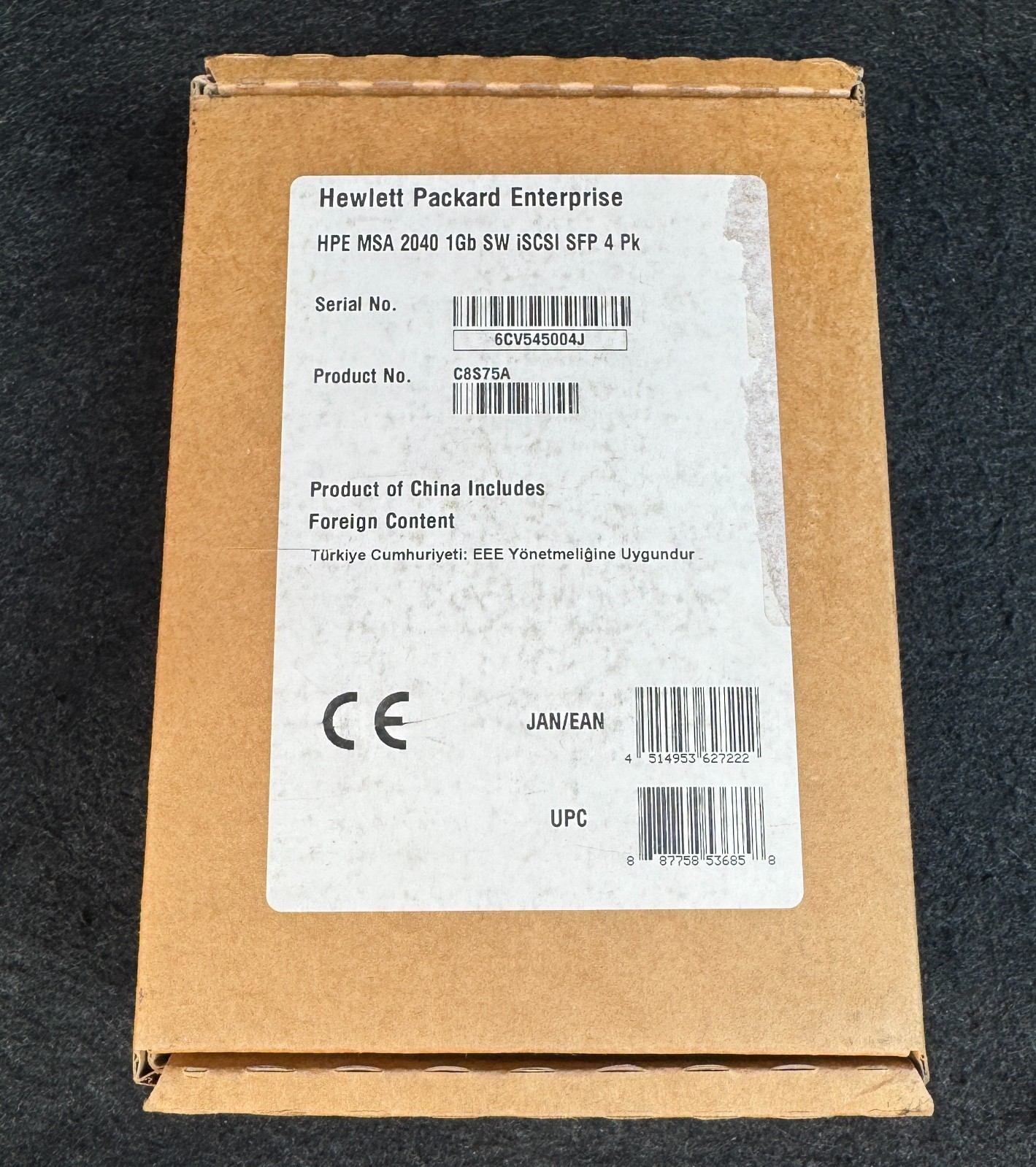 HPE MSA 2040 1Gb SW iSCSI SFP 4-Pack C8S75A (4x 738368-001) SEALED