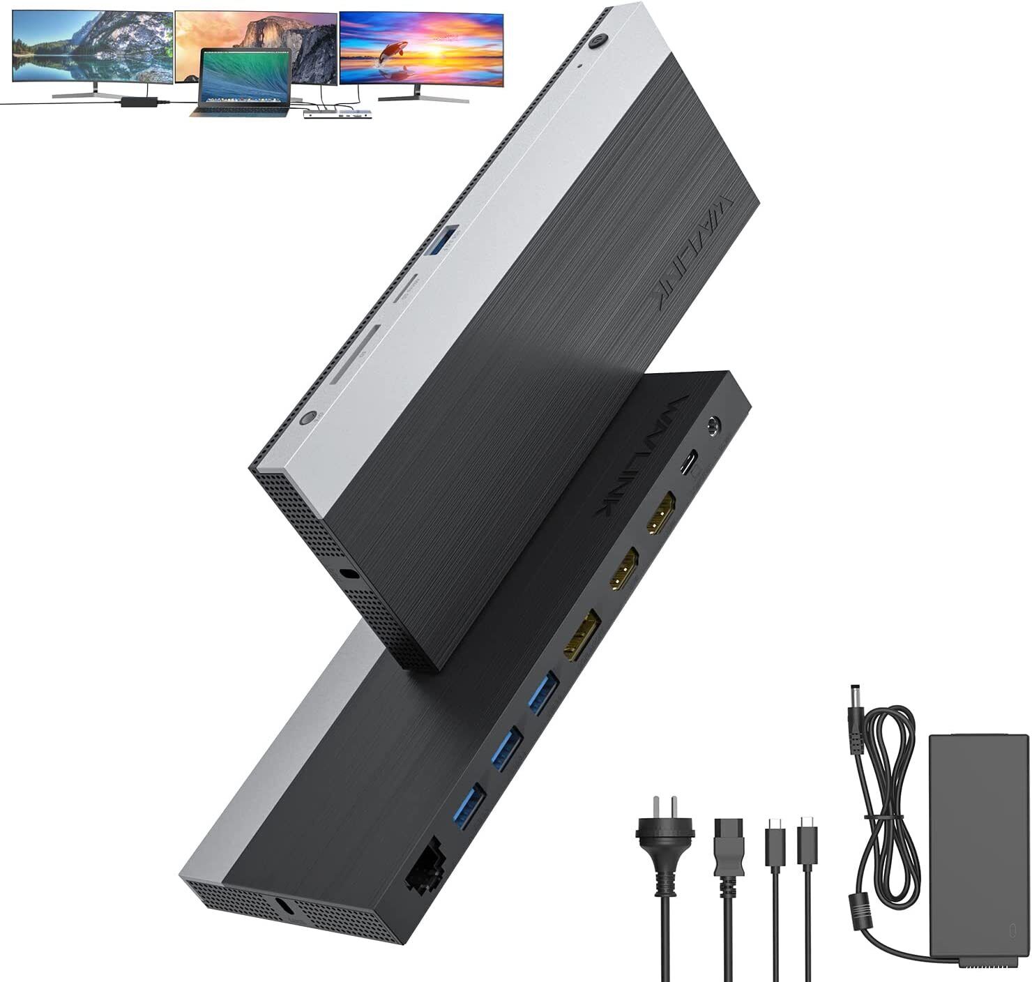 USB C Docking Station w/HDMI DisplayPort 130W Power Adapter USB 3.0 for HP Dell