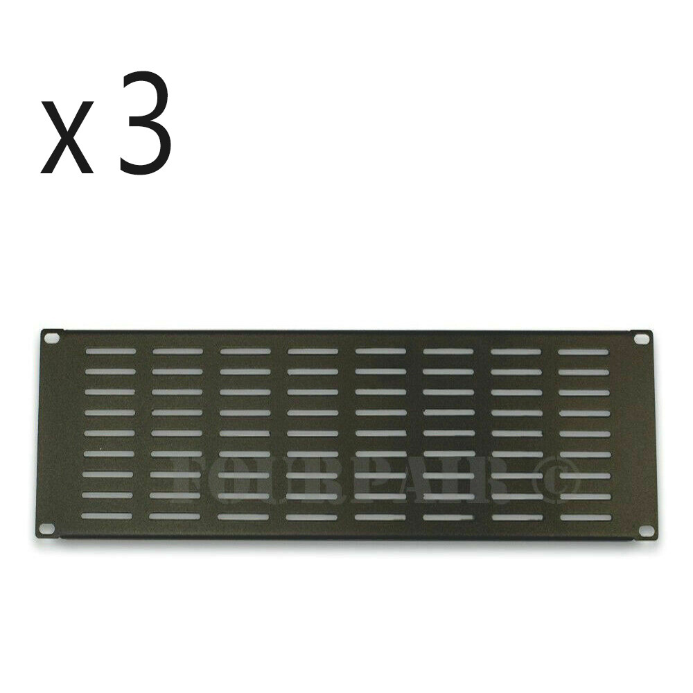 3 Pack - 4 Space 4U - 19" Vented Blank Rack Mount Server Panel Filler Spacer