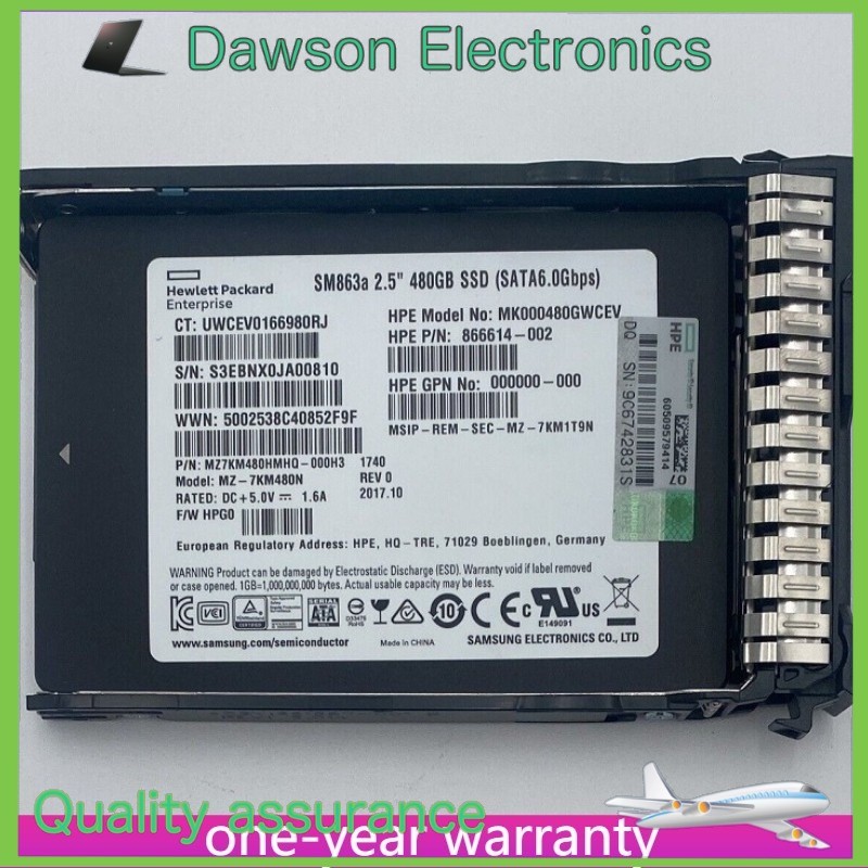 New NEW HPE 2.5" 480GB SATA 6G GEN9 G10 Server SSD Replace 869378-B21 869577-001