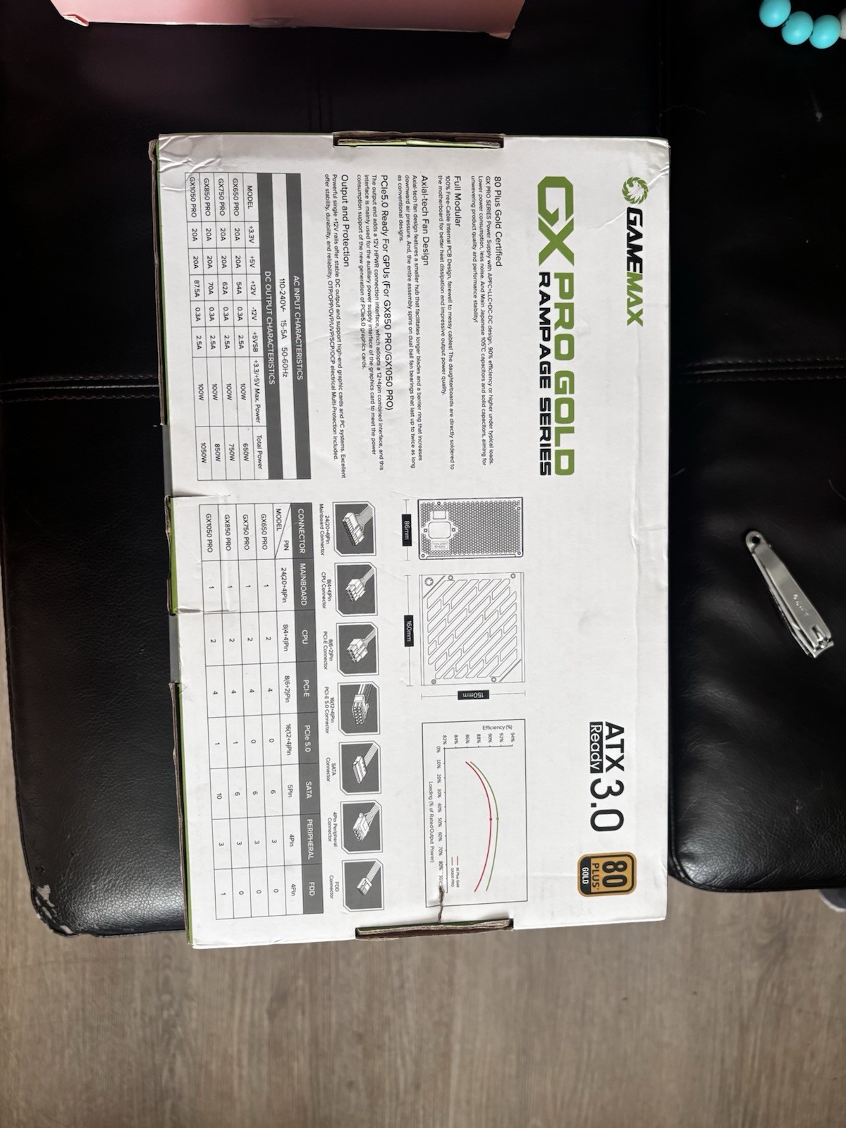 GameMax GX850 PRO Modular ATX 850W 80 Plus Gold Power Supply White